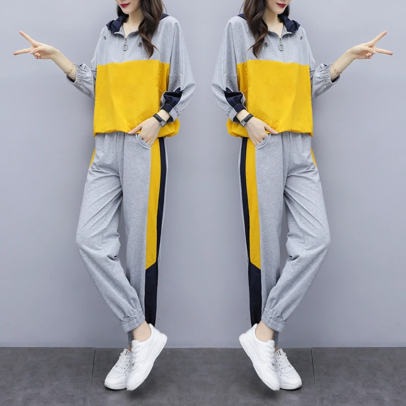 Костюм для отдыха новинка толстовки и брюки костюм из двух предметов Свободный