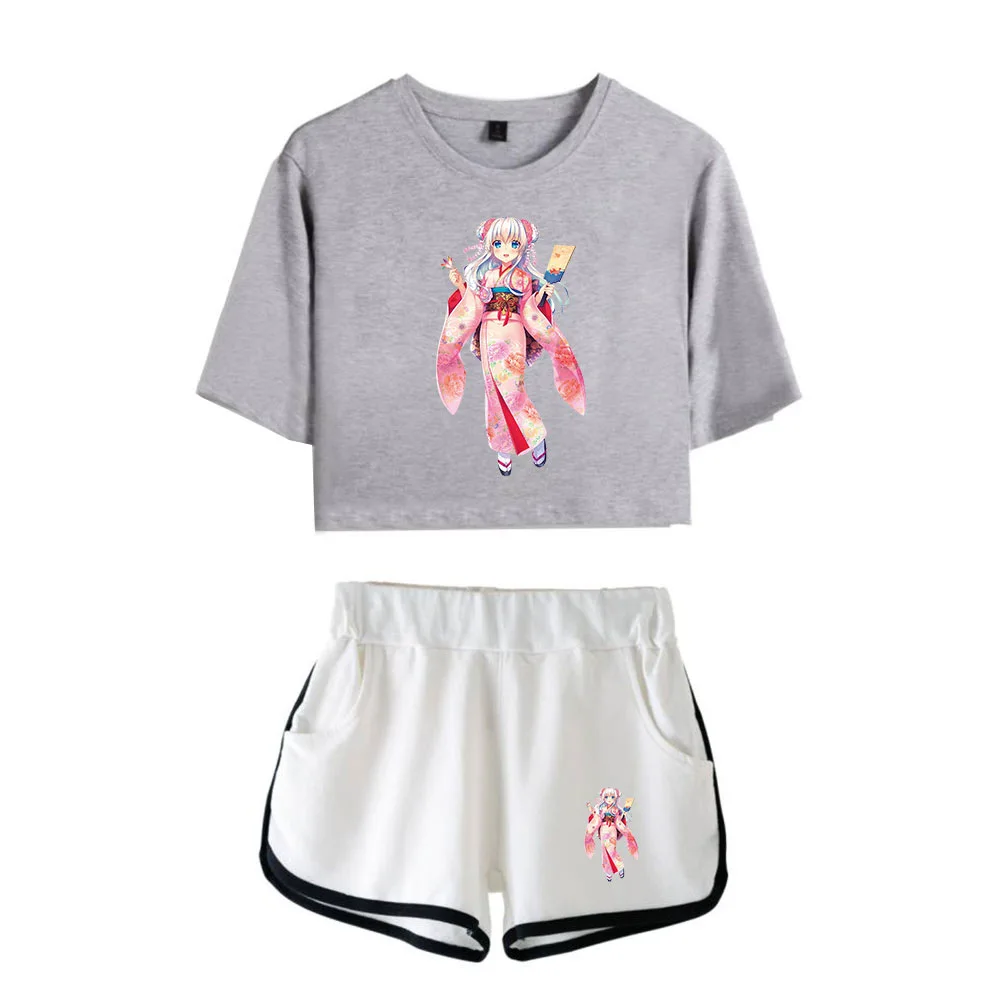 

Spirit Chronicles Fashion casual open navel short sleeve shorts suit