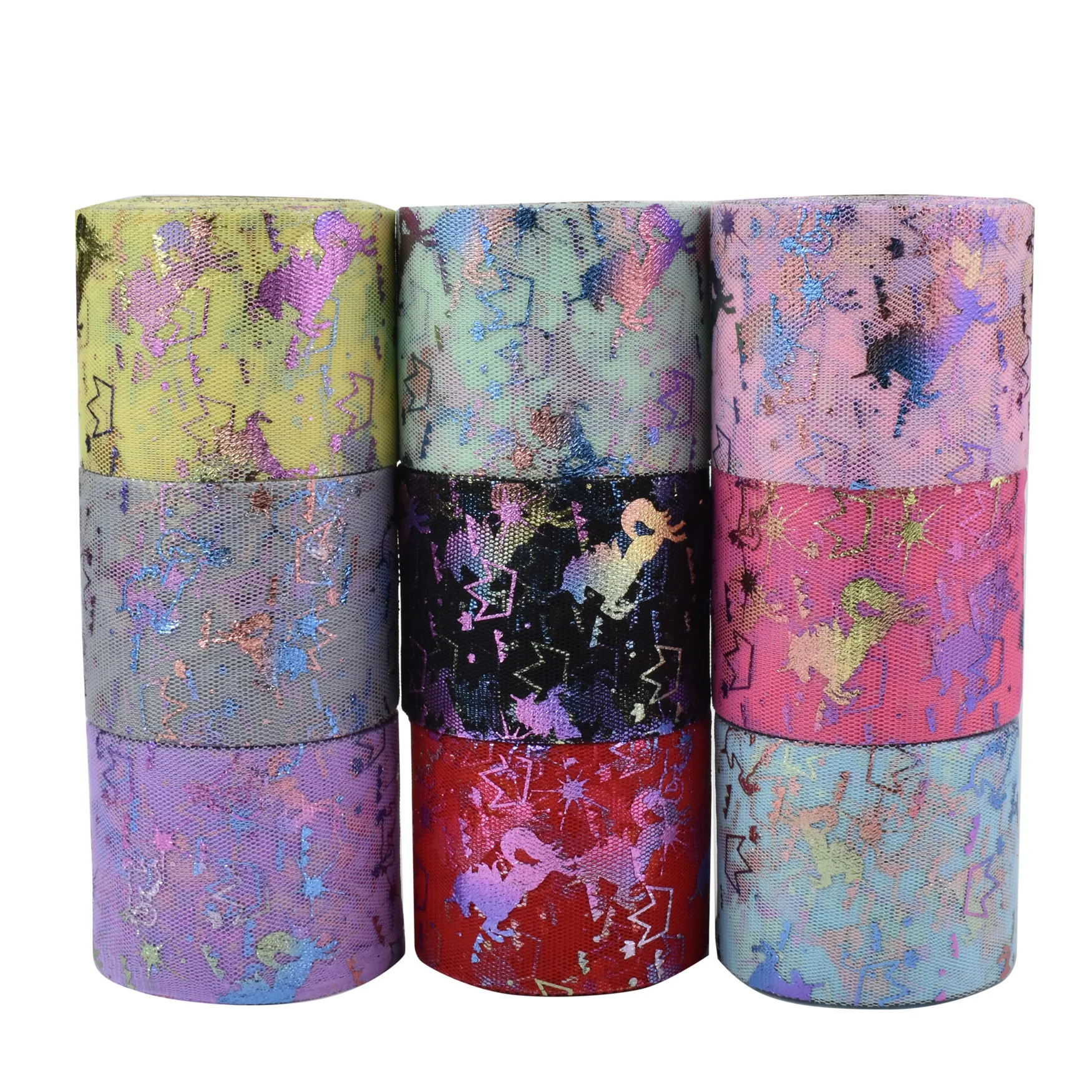 

HSDRibbon 60MM Colorful printed Pattern organza Mesh Fabric Ribbon