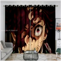 demon slayer window curtain japan anime kitchen curtain microshading for bedroom living room window treatment home decor