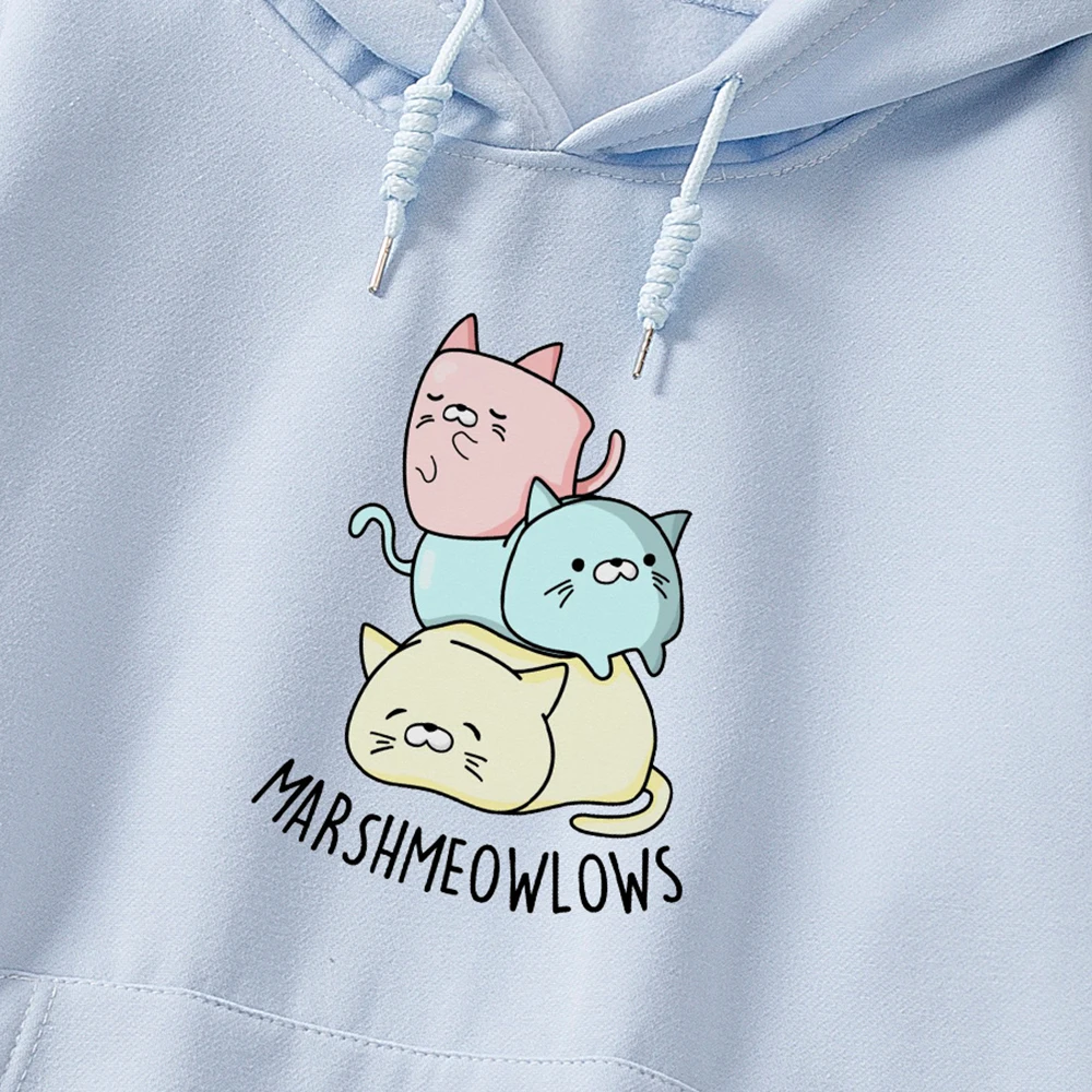 Cat Funny Harajuku Pullover Oversized Hoodies for Girls Cotton Kawaii Cartoon Women Sweetshirts Korean Ladies Moletom Feminino