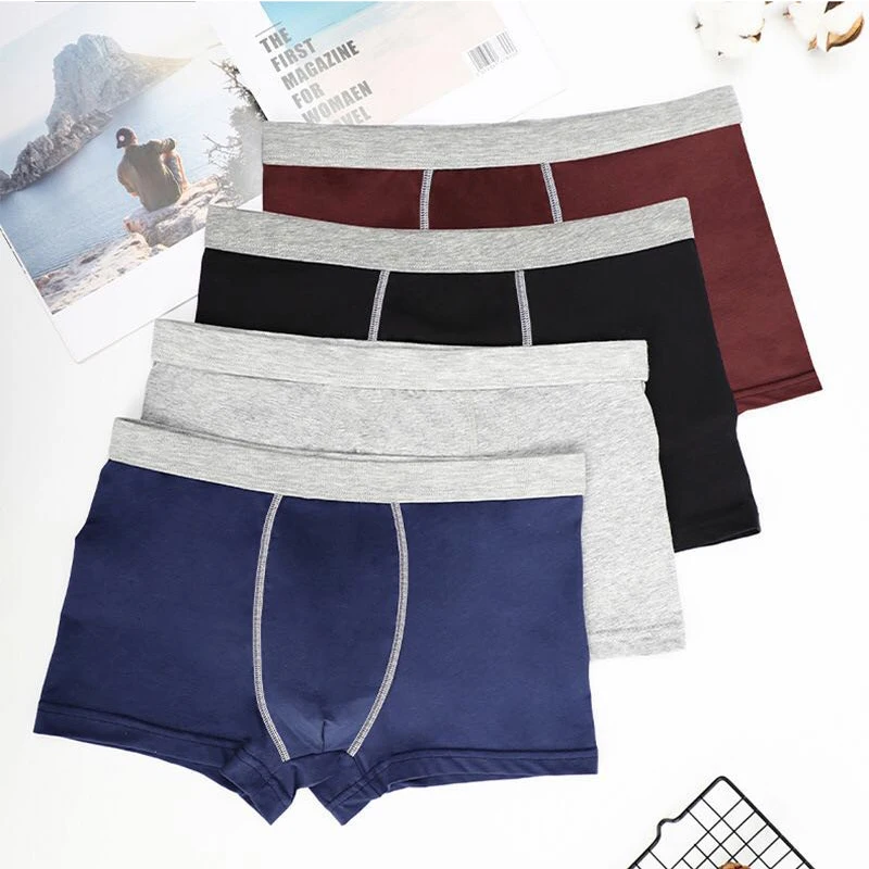 Трусы боксеры мужские 4 шт./лот нижнее белье из хлопка шорты трусы для