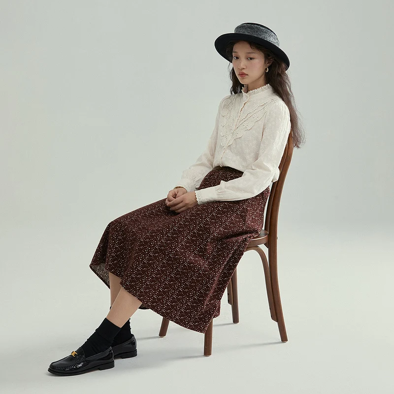 INMAN/осенне-зимняя Эстетическая юбка с цветочным принтом Элегантная женская в