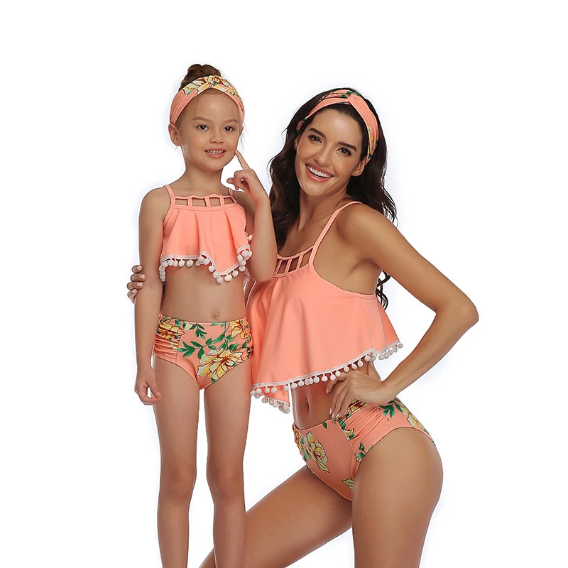 

Sexy Bathing Suit Beachwear 2021 Bikinis Baratos Swimsuit Women High Waist Family Look Mom And Daughter Girls Swimwear 2 Pieces