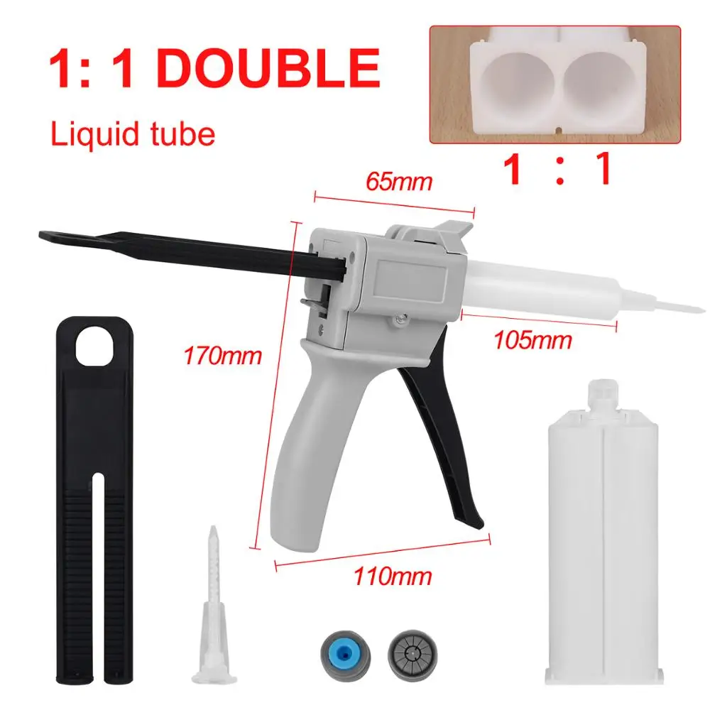 

Glue Gun 50ml Manual Caulking Gun Dispenser Two Component AB Epoxy Sealant Glue Gun Applicator Glue Adhensive Squeeze Mixed 1:1