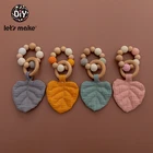 Слюнявчики Let'S Make для детей, 1 шт., водонепроницаемые, в форме листьев, силиконовые, не содержат бисфенола А, Прорезыватель для зубов для малышей Прорезыватель для зубов