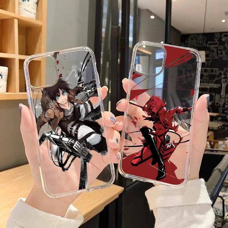 

Anime Japanese attack on Titan Phone Case Transparent for iPhone 6 7 8 11 12 s mini pro X XS XR MAX Plus SE cover funda