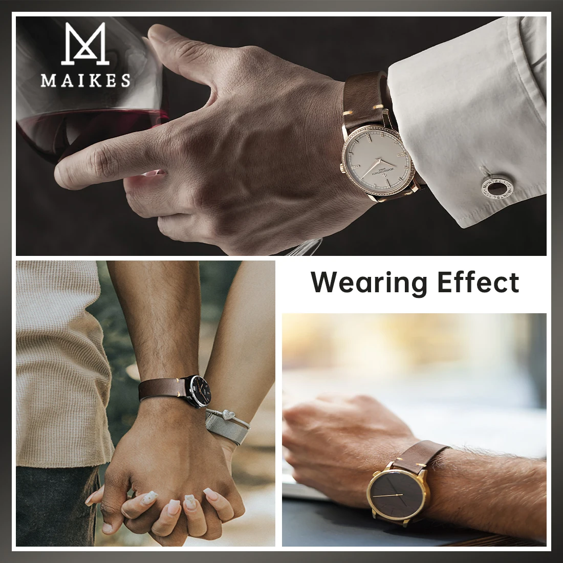 MAIKES Quick Release Leather Watch Straps 20mm 22mm 24mm Watchbands Calfskin Soft Matte Leather Bracelet for Smartwatch Band