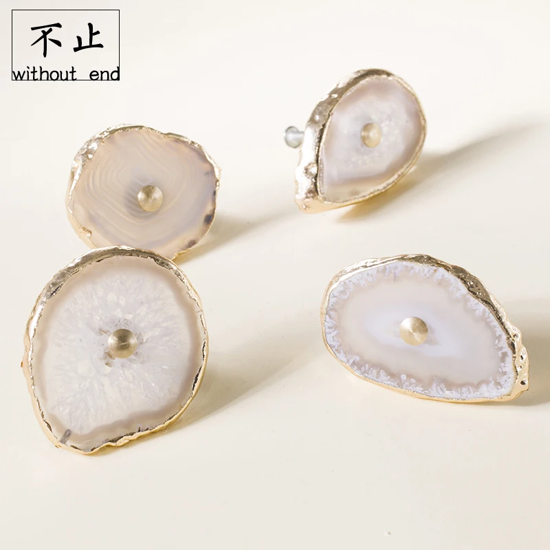 

Nordic Naturalism Handle Natural Agate Brass Drawer Cabinet Door Decorative Knobs for Drawers