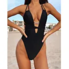 Сексуальный цельный купальник, бандажный купальный костюм, женское монокини с открытой спиной, купальник с высоким вырезом, боди, пляжная одежда, бикини для вечеринки