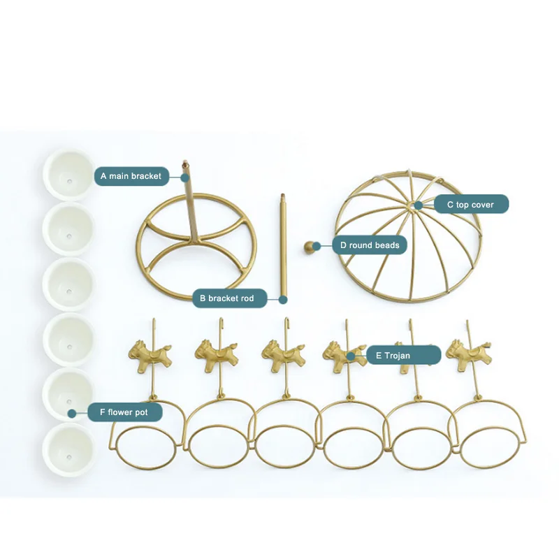 

Ceramic Succulent Flower Pots with Iron Shelves Fashion Combination Flower Pot Iron Frame Set Merry-go-Round Iron DC120