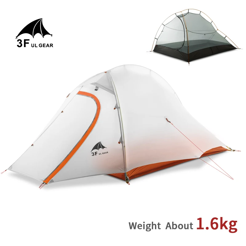 

3F UL GEAR 15D Tent Waterproof 5000mm 2 Persons Ultralight Double Layer Outdoor 3-4 Season Travel Camping Tent with free Mat