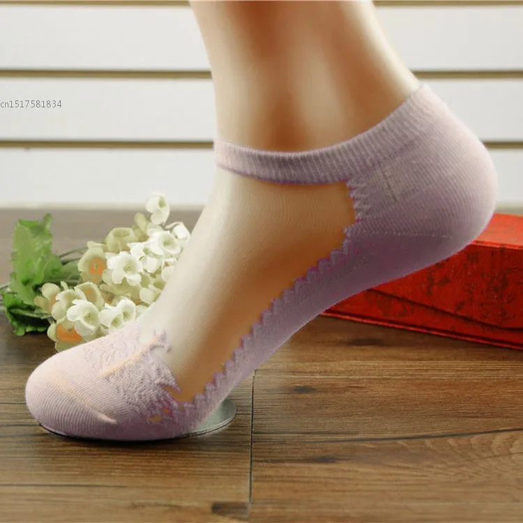 Модные женские сетчатые кружевные лоскутные носки по щиколотку с низким