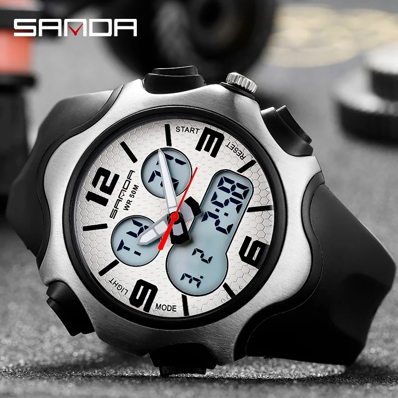 Часы наручные мужские с секундомером брендовые Роскошные ударопрочные цифровые