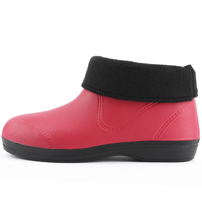Rain Boots Women Rubber Anti-skid Ankle Shoes Slip On Round Toe Waterproof Snow Boots Female Lightweight Warm Winter Footwear