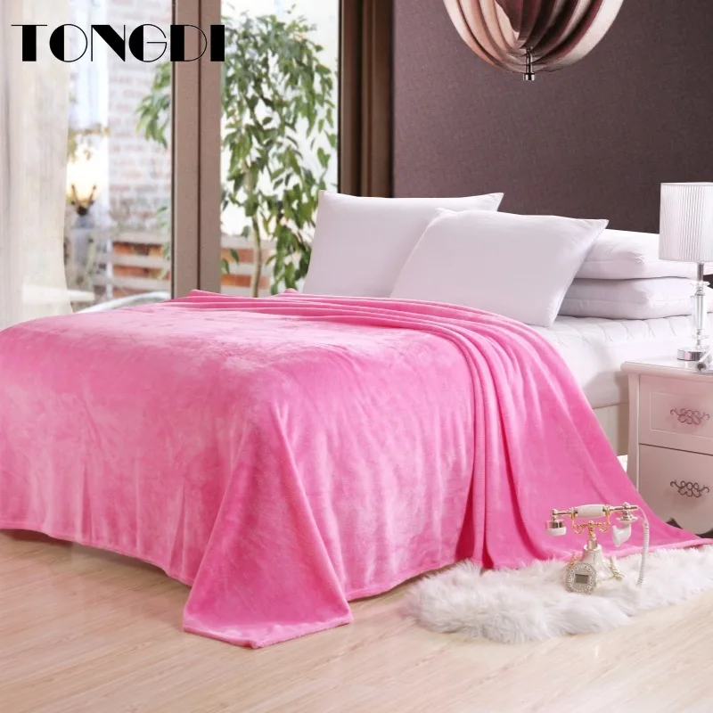 Утолщенное мягкое теплое Флисовое одеяло TONGDI с легкими панелями однотонное
