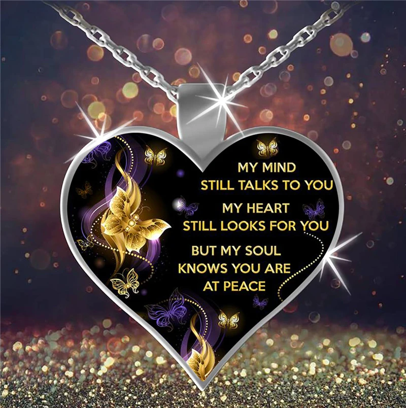 Красивое ожерелье с кулоном в форме сердца Бабочка мой ум все еще разговаривает