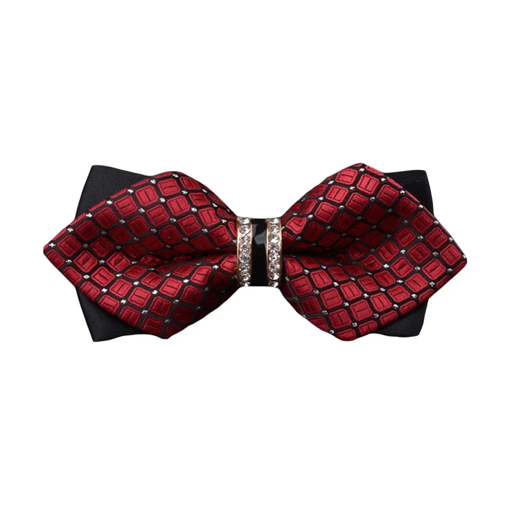 Мужской Блестящий галстук-бабочка с бриллиантовым наконечником в горошек узором