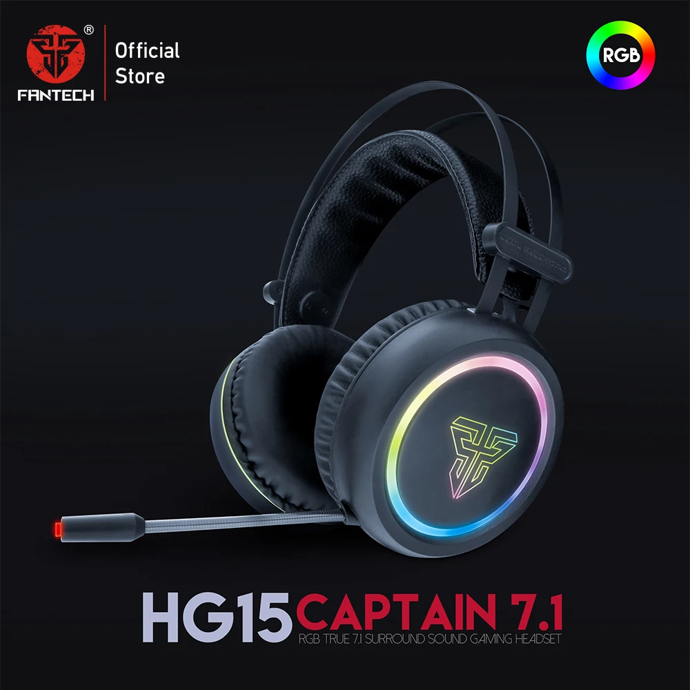 FANTECH HG15 USB разъем и пульт дистанционного управления профессиональные игровые наушники Большие наушники с светильник Mic Стерео наушники для FPS