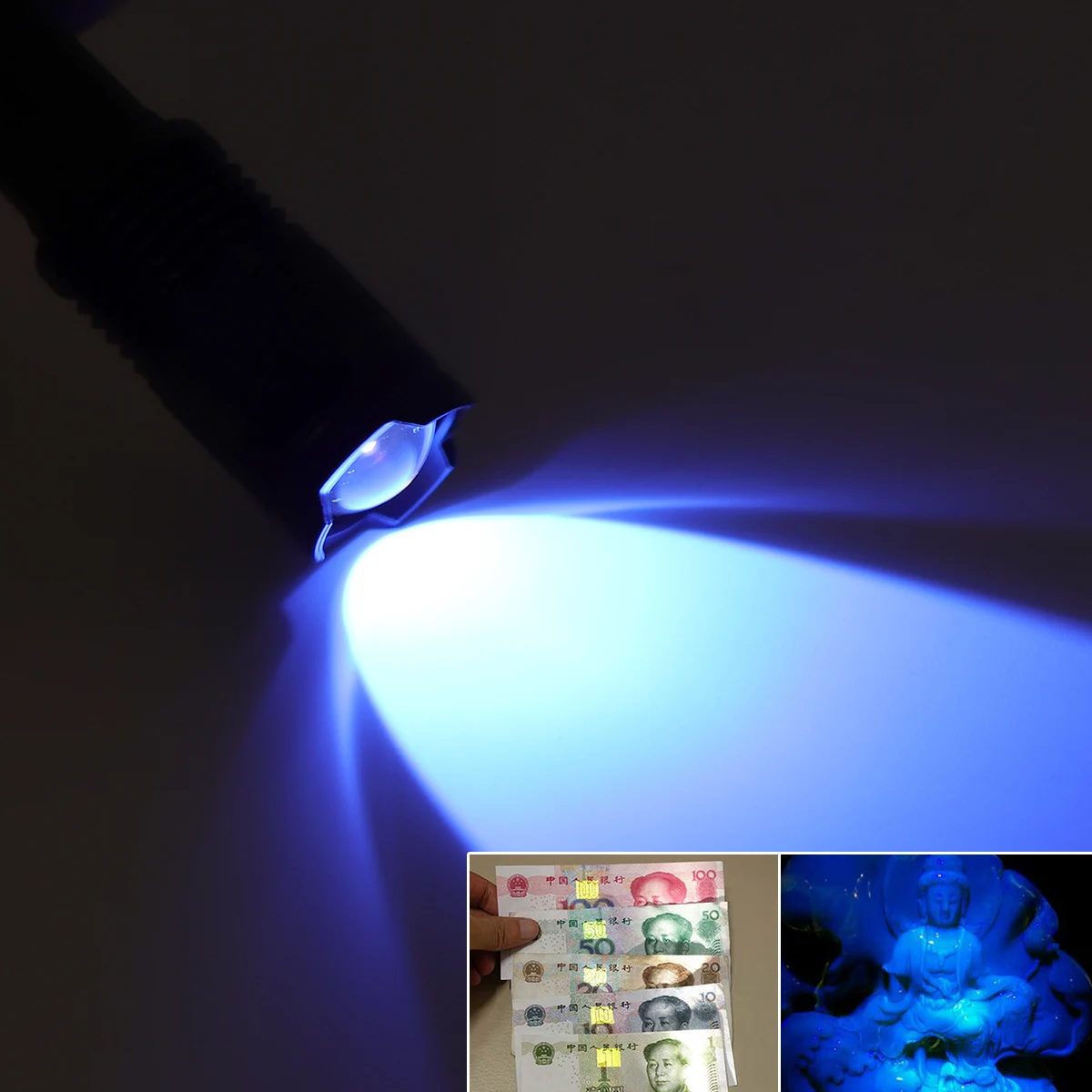 

UV Multi-function Flashlight365nm Aluminum Alloy LED Support 14500 Battery for Fluorescent Agent Detection / Money Detector