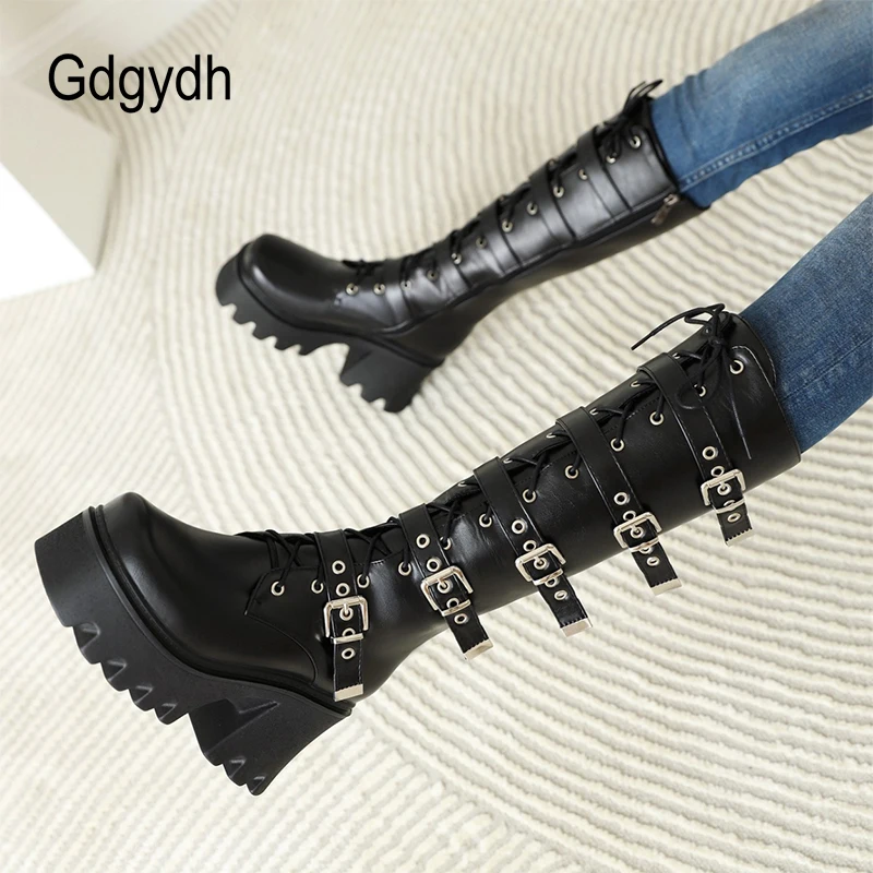 gdgydh brand new hot ins high heels wedges platform shoes women rubber sole fashion ankle boots ankle buckle strap big size 43 free global shipping