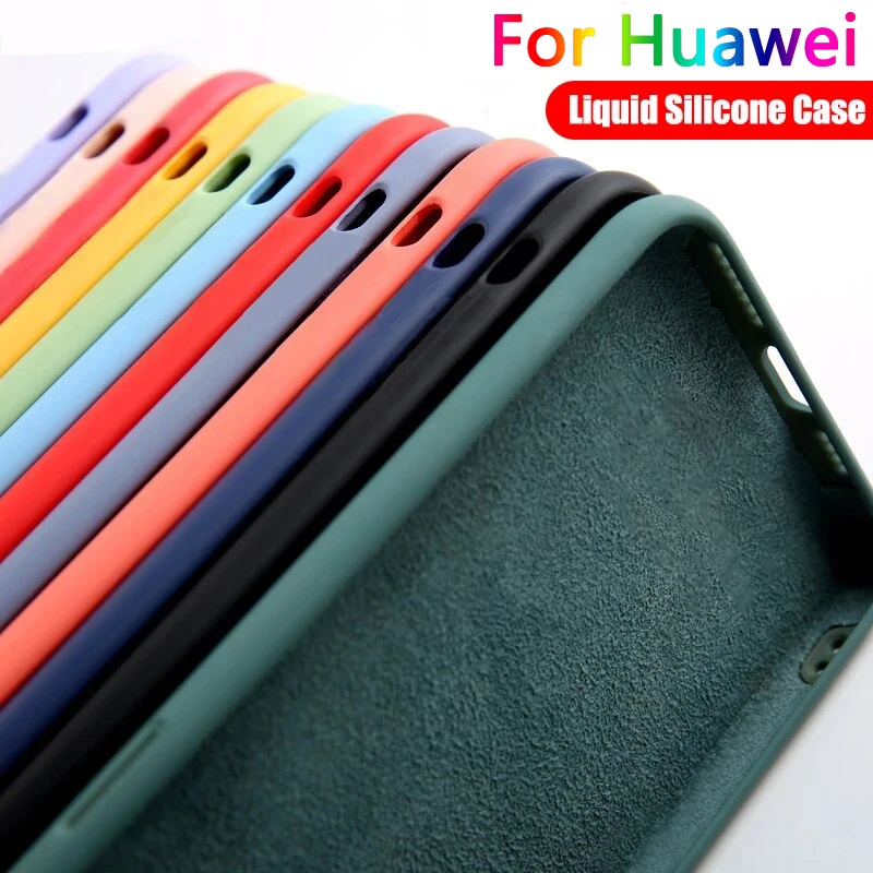 

Original Liquid Silicone Case For Huawei P20 P30 P40 Lite Mate 20 30 40 Pro P Smart 2019 2021 Z S Y7A Y8P Y9S Soft Phone Cases