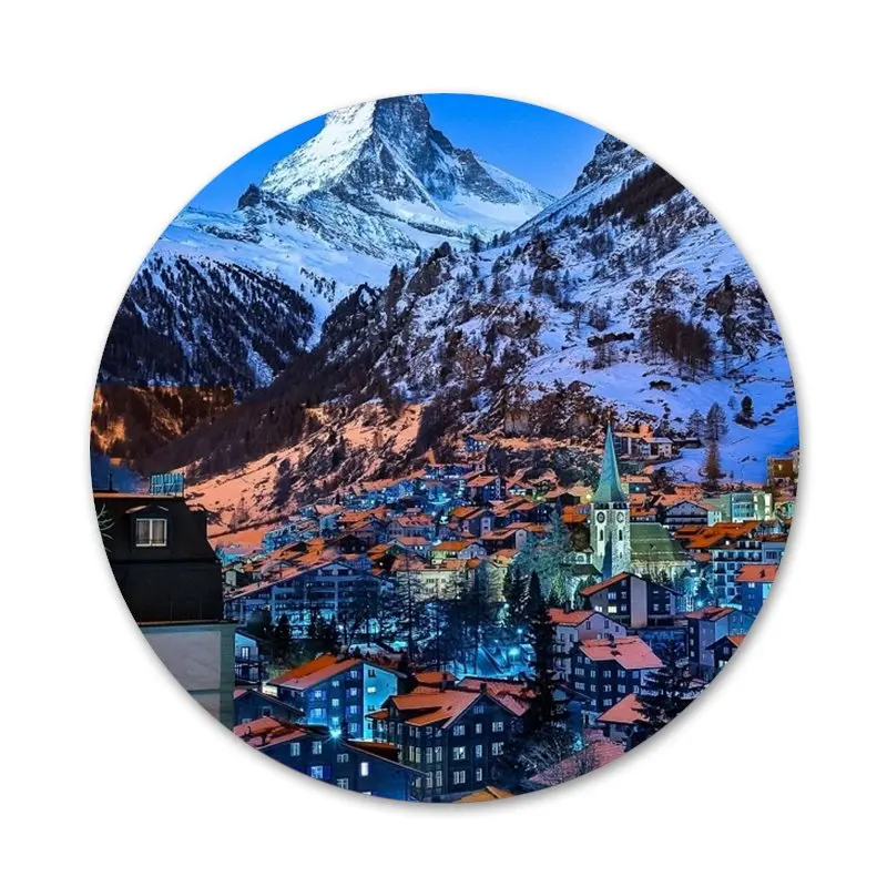 Люцерн озера и флага Швейцарии роскошный гибридный значок брошь заколка