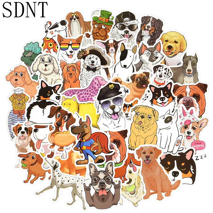 Pegatinas bonitas de perro para port&aacute;til, 50 Uds., animales Corgi, Labrador, Golden Retriever, Kawaii, dibujos animados, suministros para coche, regalo-0