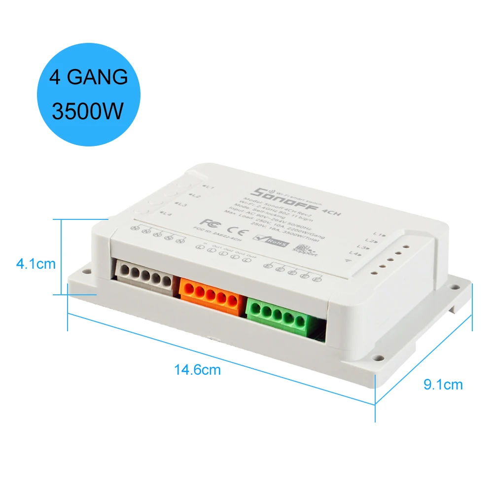Itead Sonoff 4CH Pro R2 4 канала беспроводной пульт дистанционного управления Wifi умный переключатель режимов инчинг Блокировка WiFi умный переключатель Alexa Google