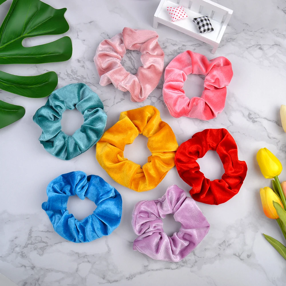 

22Colors Korea Velvet Hair Scrunchie Elastic Hair Bands Solid Color For Women Girls Headwear Ponytail Holder Hair Accessories