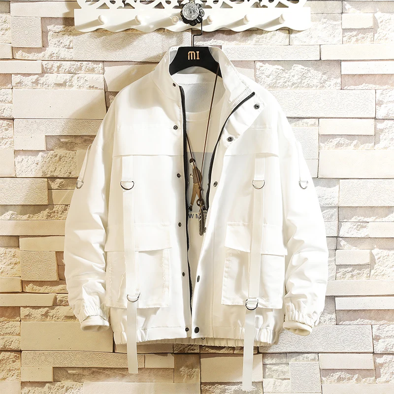 Куртка-бомбер мужская демисезонная с лентами и карманами | Мужская одежда