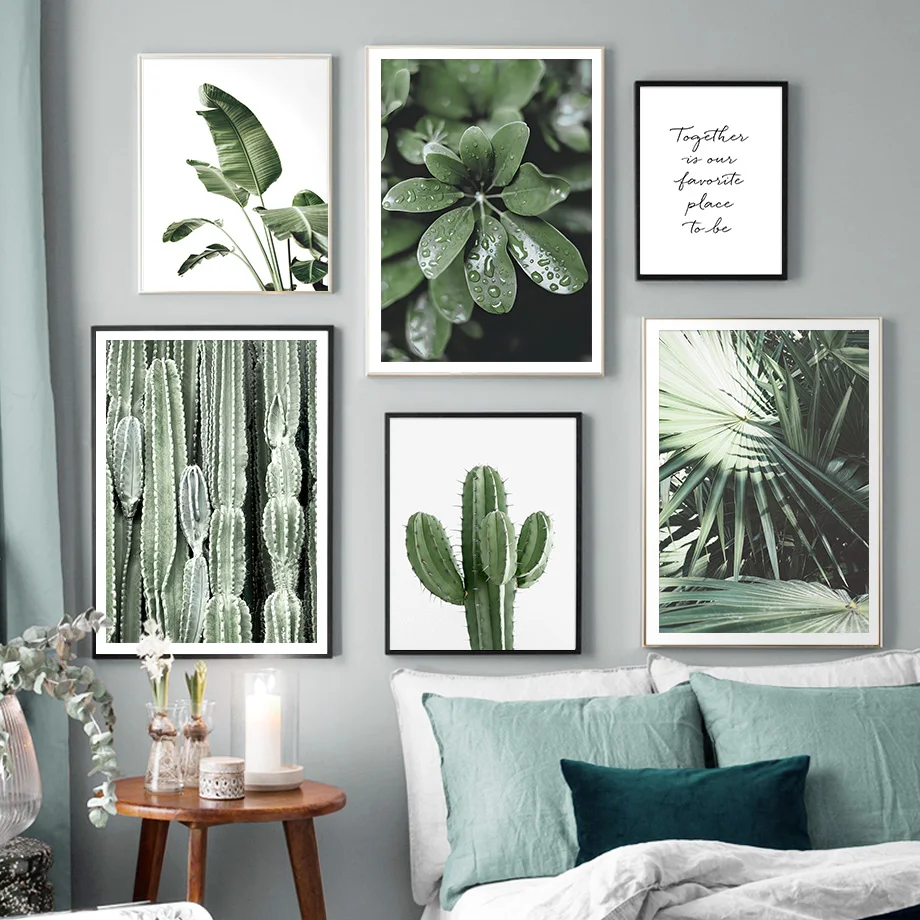 

Cactus Tulip Green Palm Banana Leaf Wall Art Canvas Painting Nordic Posters And Prints Wall Pictures For Living Room Decoration