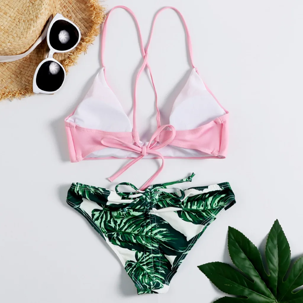 Женский купальник Леопардовый Гавайский принт пуш-ап сексуальный бикини набор