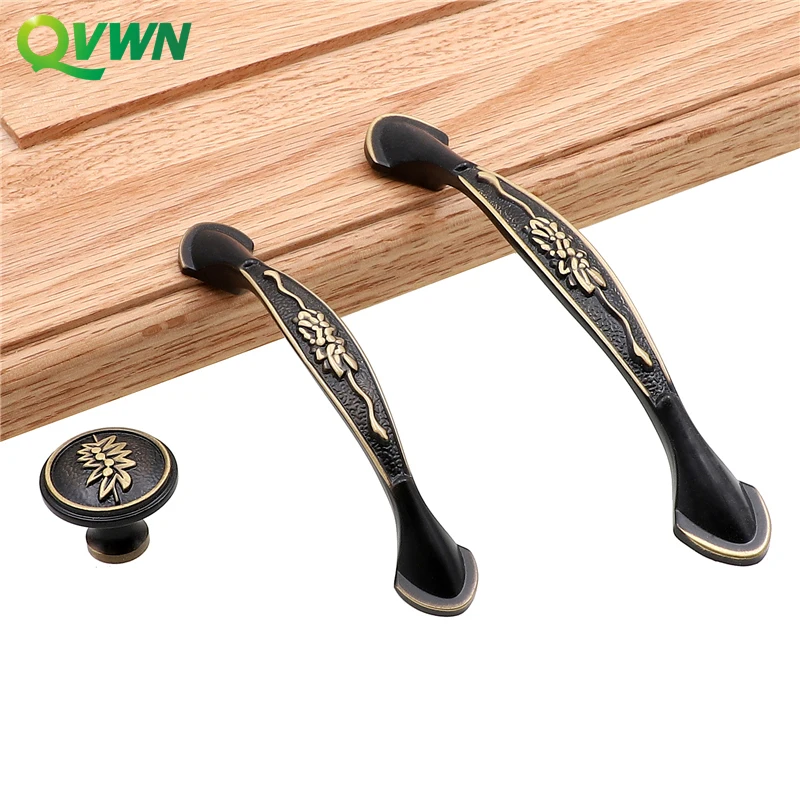 QVWN черная латунная матовая Золотая медная цветная ручка для шкафа выдвижная