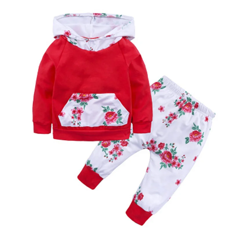 

Baby Tracksuit Set Infants Hooded Sweatshirt Striped Pants Girls Boys Clothes Children Outfit Cotton Top+Trousers Cartoon Print