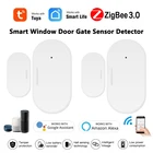 Датчик окон и дверей Tuya Zigbee, Беспроводной сенсор с магнитным замком, работает с Gateway