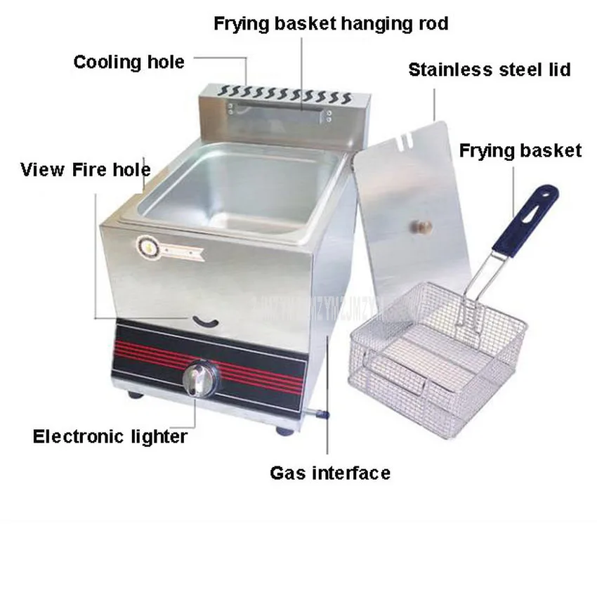 8л Коммерческая газовая фритюрница курица картофель фри печь для жарки Машина