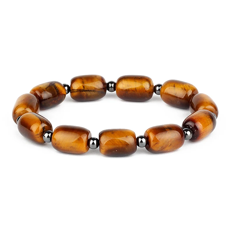 

Fashion Cylinder Tiger Eyes Stone Bracelets Men Natural Hematite Beads Energy Healing Reiki Bracelet Women Barrel Beads Jewelry