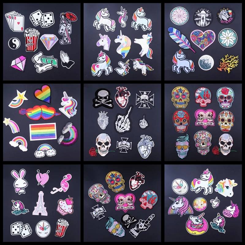 9 шт./лот нашивки с надписью Радуга Единорог для одежды термоклейкие на одежду