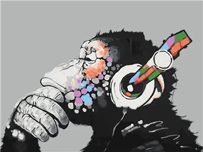 DIY музыка человек Обезьяна картина маслом по номерам забавная холст для гостиной