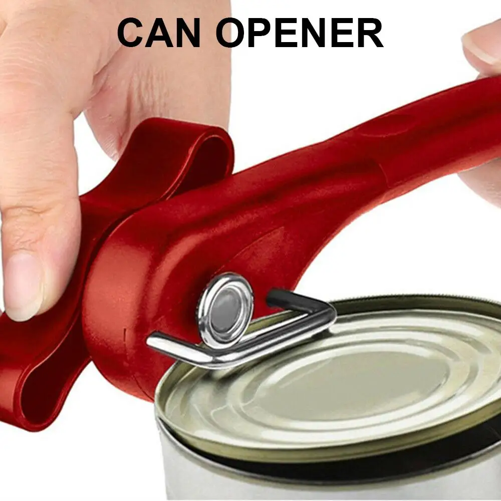 

Red Stainless Steel Can Opener Manual Safe Tool Smooth Lifter