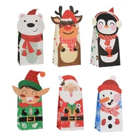 6pcslot merry christmas candy bag gift cookie bags biscuits snack paper packaging bags with 3d card party decoration supplies