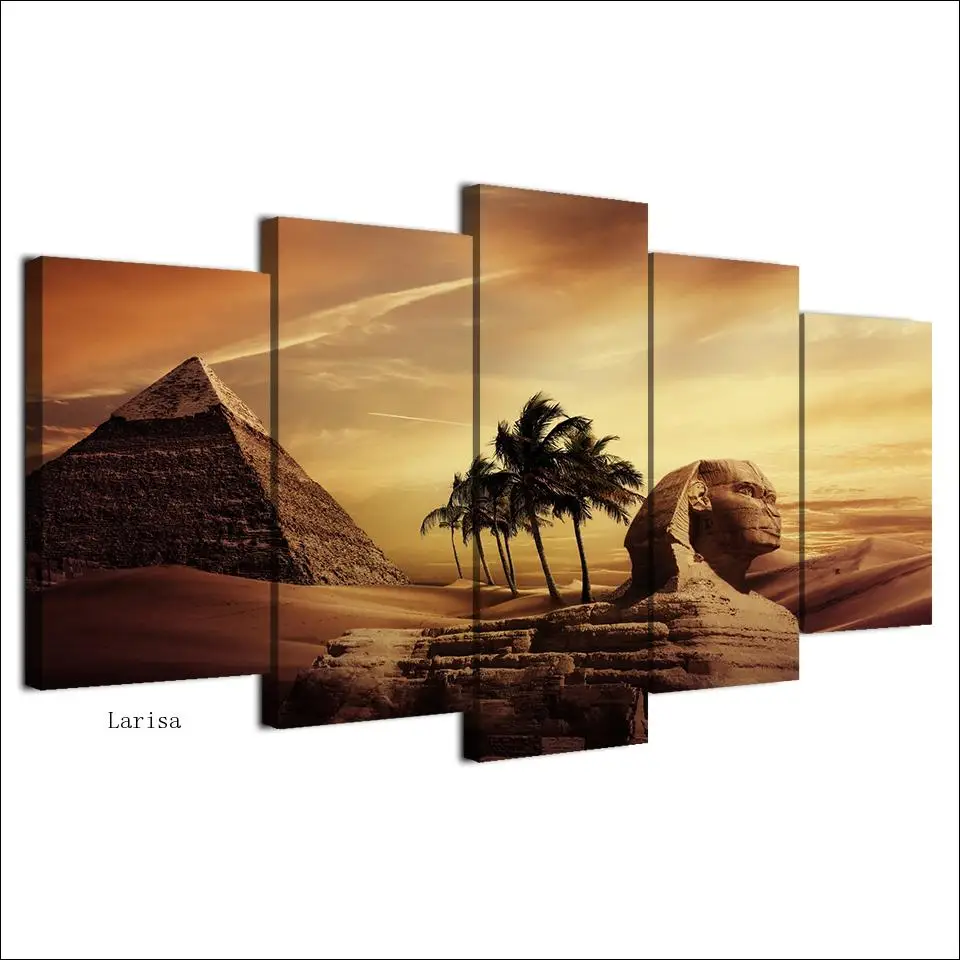 

Egypt Famous Pyramid and Sphinx Modular Hd Printed 5 Panel Posters Home Decor Canvas Painting Wall Picture for Living Room