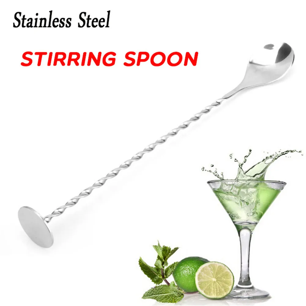 

11 Inch Stainless Steel Mixing Spoon Spiral Pattern Bar Cocktail Drink Shaker Sticks Bar Accessories Home Bars Bartender Tool d2