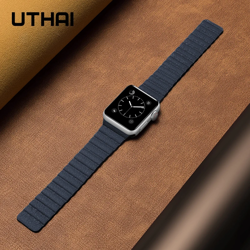Утхай B09 кожаная Петля ремешок для наручных часов iWatch 3/2/1 38 мм 42 Магнитная Apple Watch