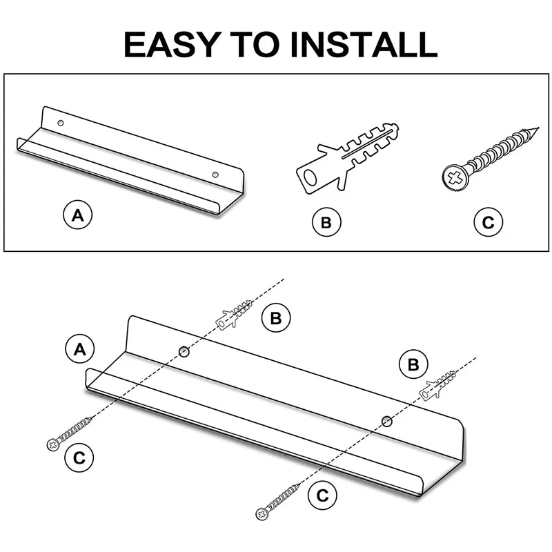15 дюймов прозрачные акриловые плавающие полки для стен настенные книжные детей