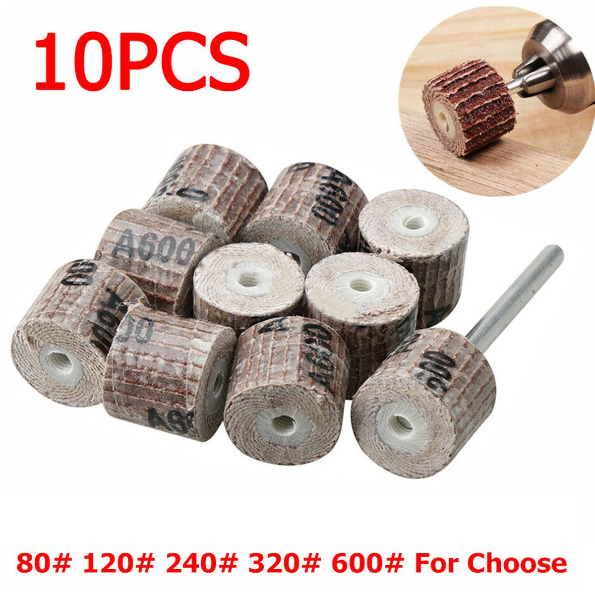 

10Pcs Flap Wheel Head Sander Sandpaper Sanding Disc For Abrasive Grinder Rotary Tool 80-600 Grit Flap Dremel Accessories Set
