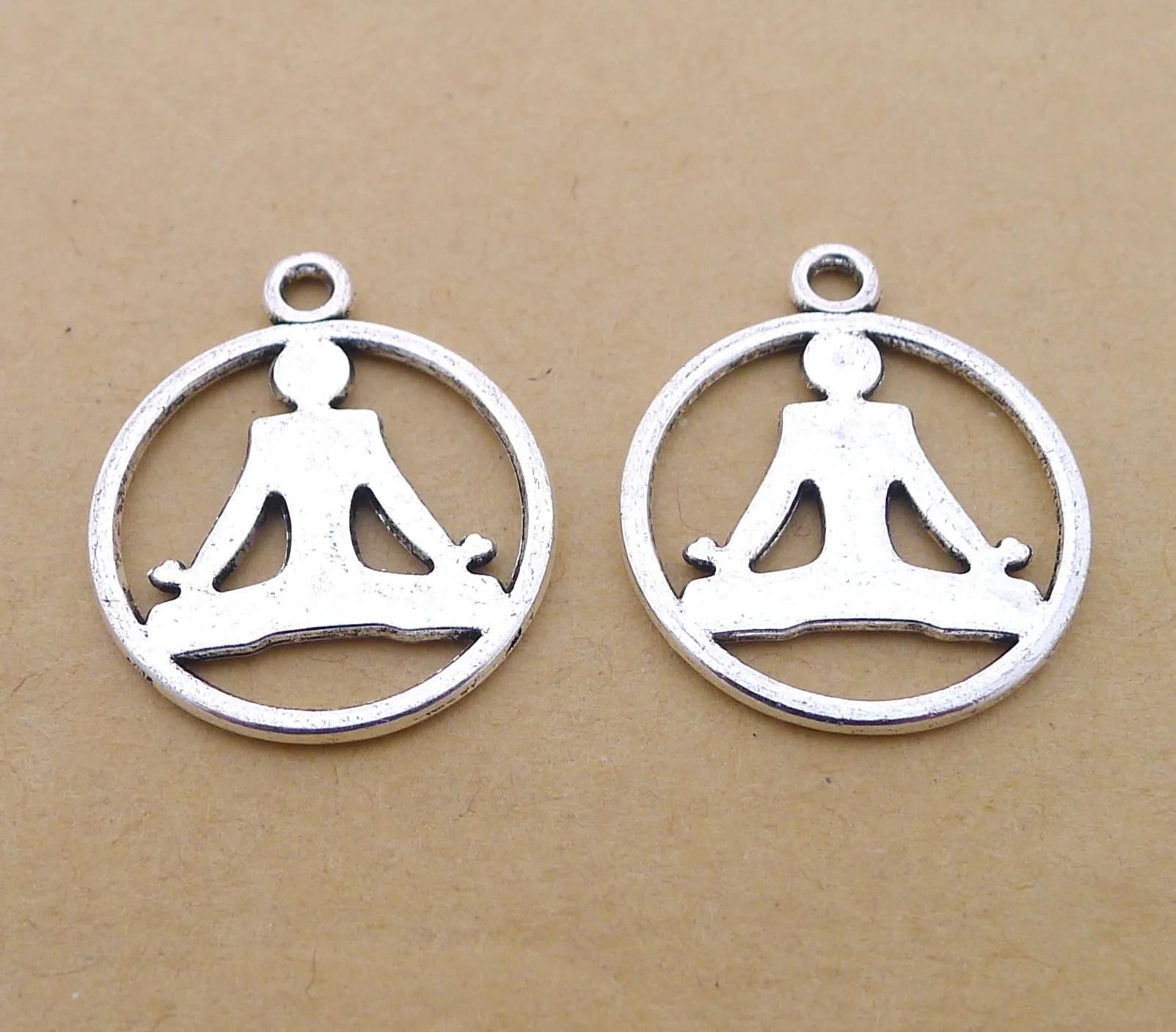 

Charm for making jewelry 10pcs 24x20mm antique silver color Yoga charms