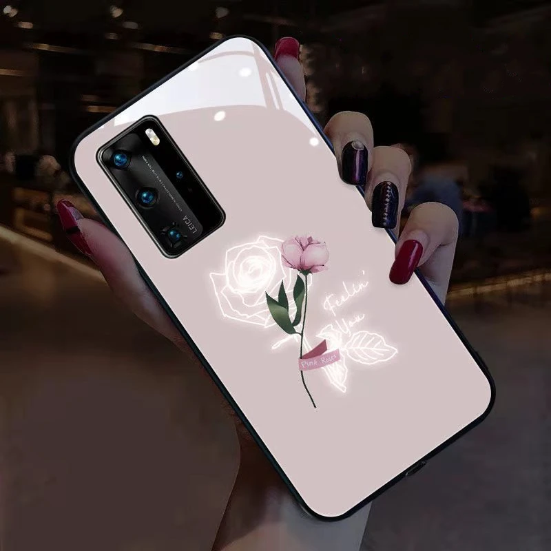 Стеклянный чехол со скрытой 3D розой и цветами для Huawei P20 P30 P40 Mate 20 30 40 Pro Plus