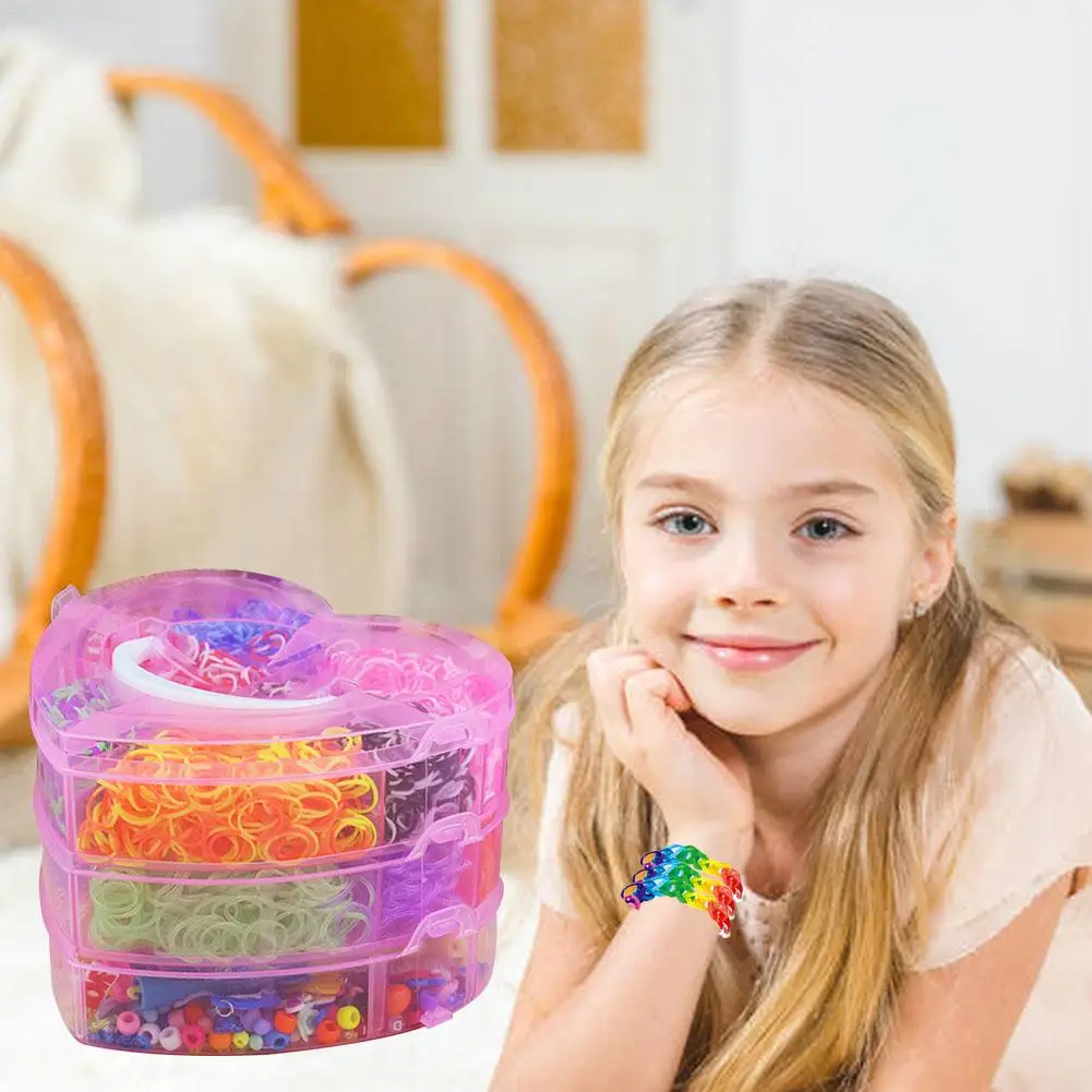 

Rubber Bands Weaving Set DIY Toys Loom Craft Kid Bracelet Braid Silicone Elastic Weave Bands Gifts for Girls